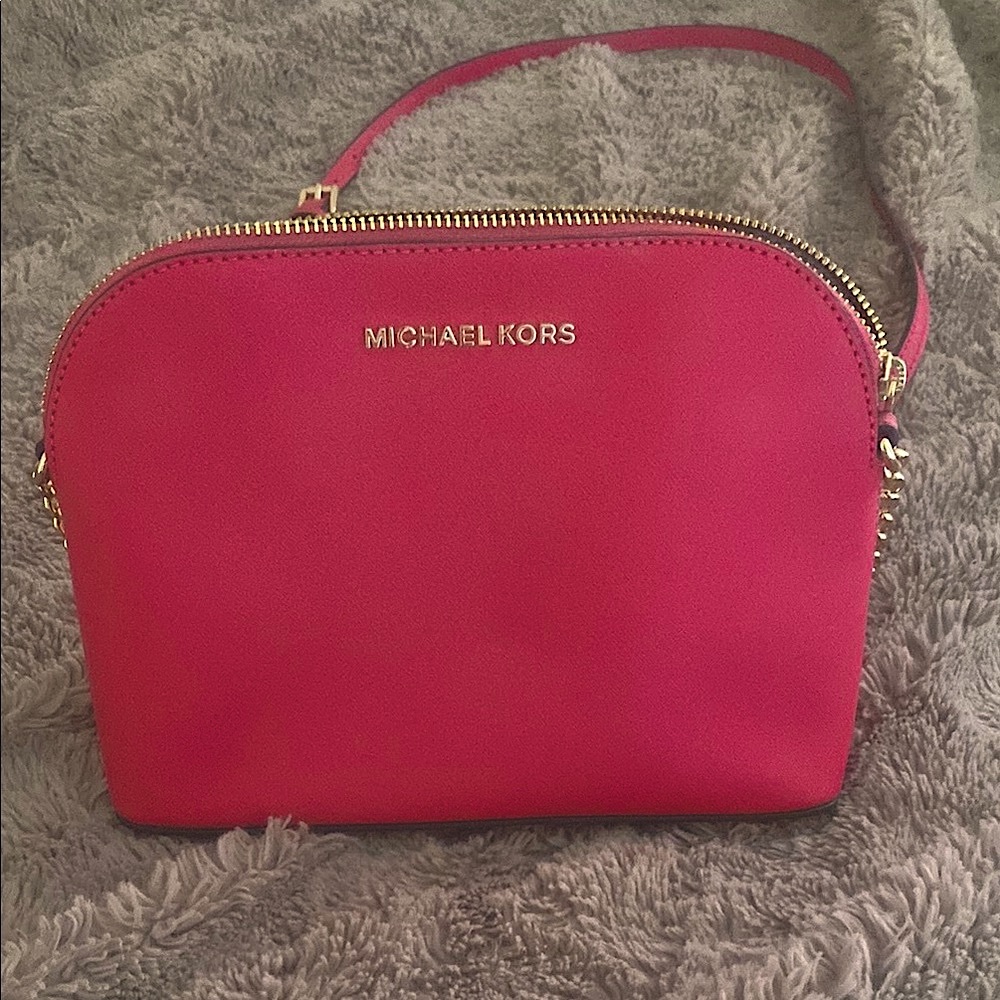 Michael Kors Pink Dome Crossbody Bag with Gold Hardware